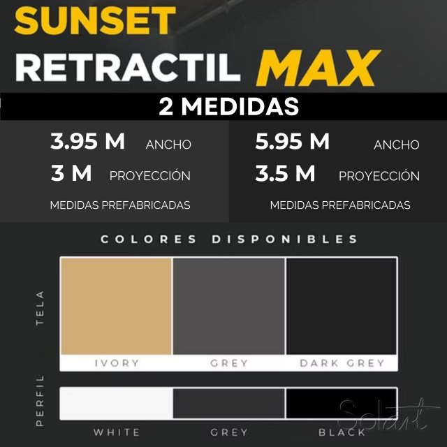  Toldo Retráctil Prefabricado SUNSET MAX Solart