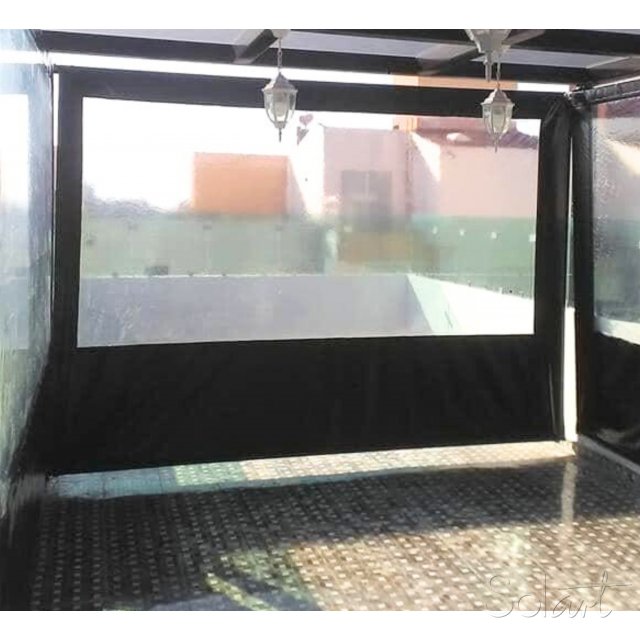 Toldo Vertical con ventana y Vinyl Cystal en marco Solart